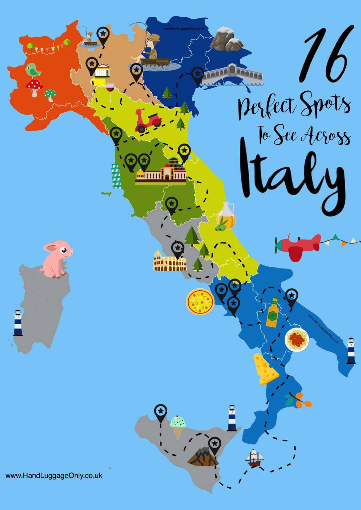 イタリアの観光名所マップ
