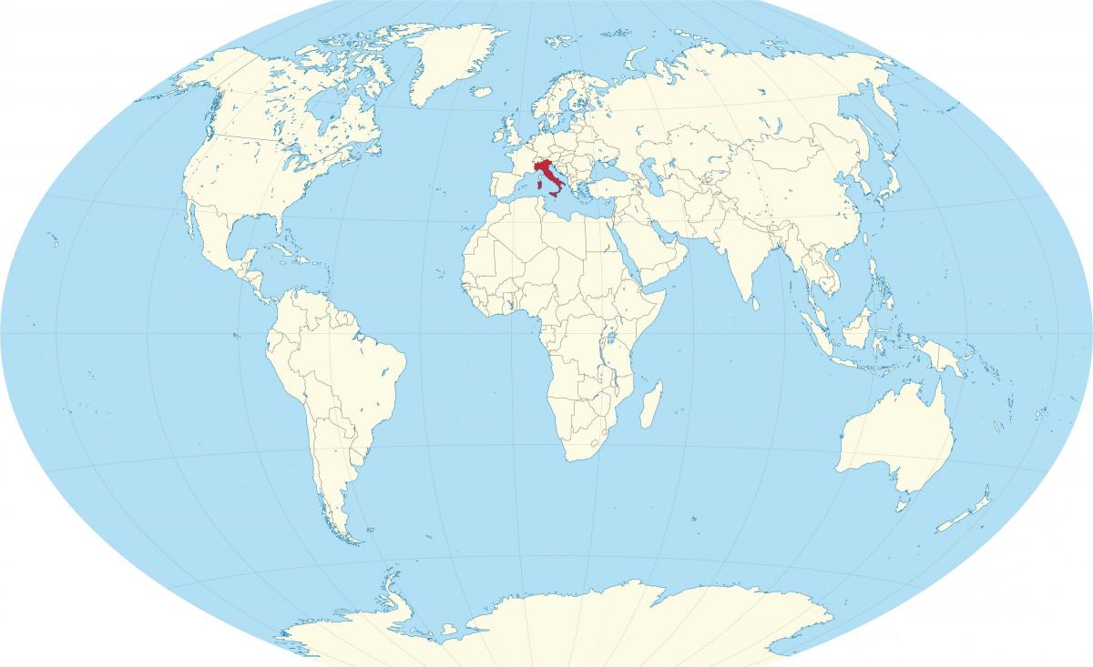 世界地図上のイタリアの位置