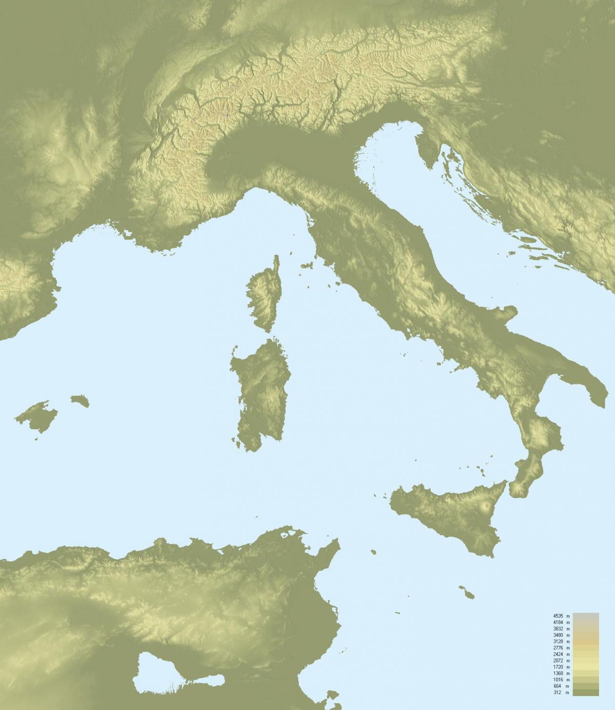 イタリアの地形図