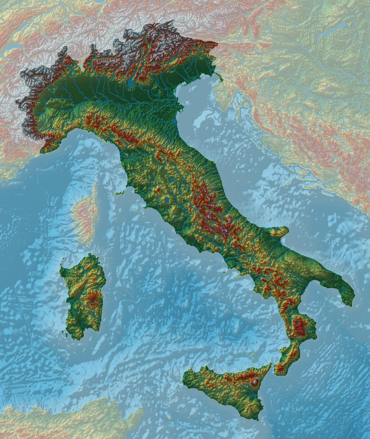 イタリアの高度の地図