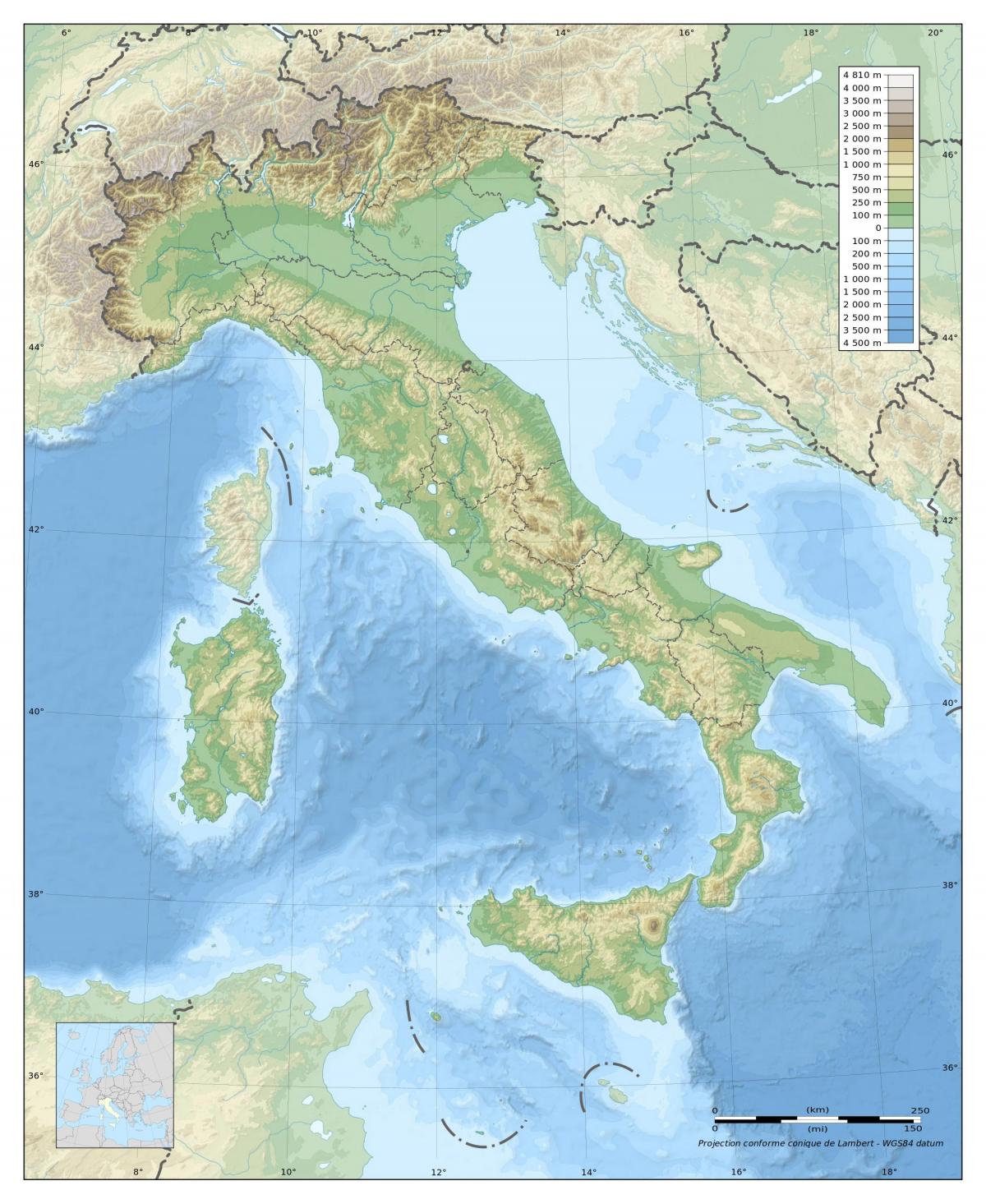イタリア地形図