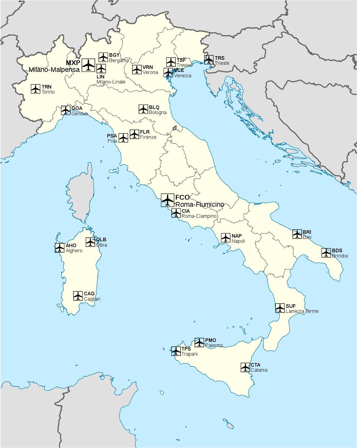 イタリアの空港の地図