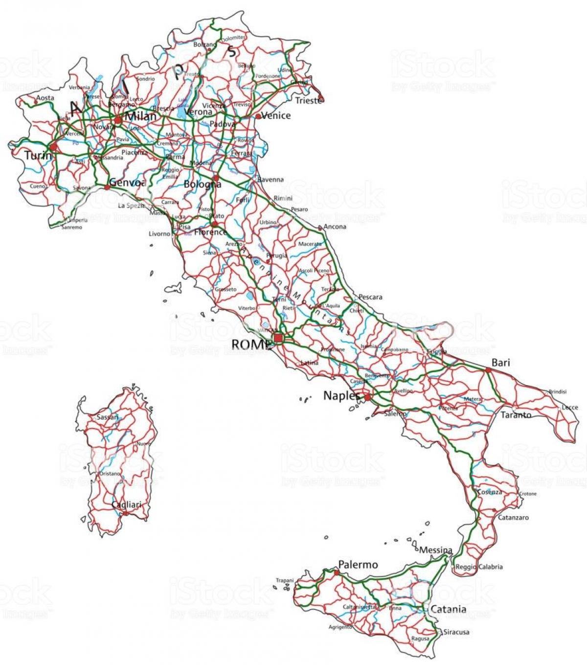イタリアの高速道路地図